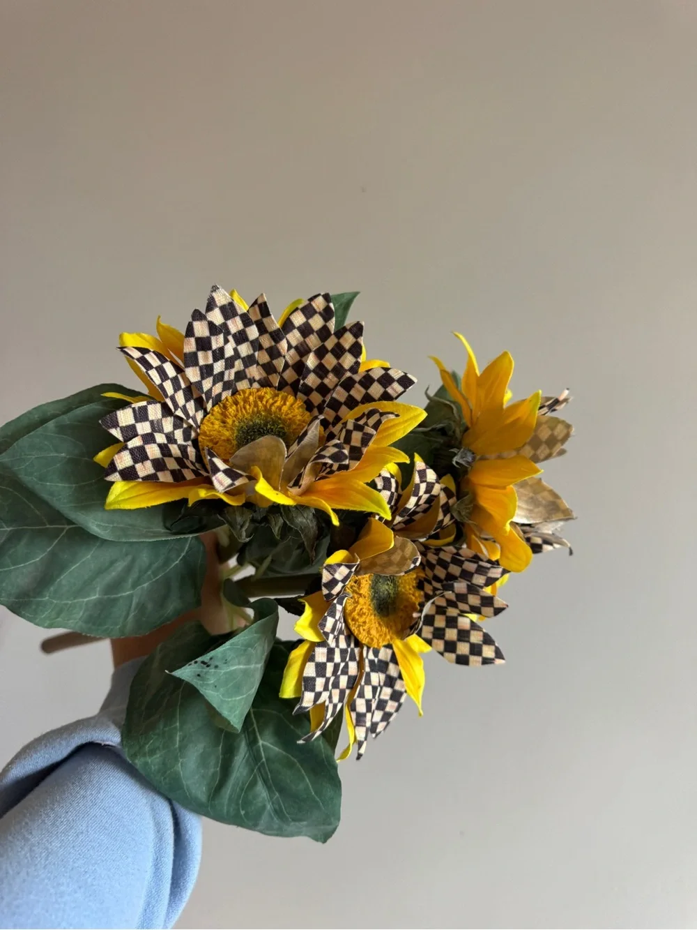 MacKenzie-Childs Yellow Sunflower Bouquet with Checker Petals